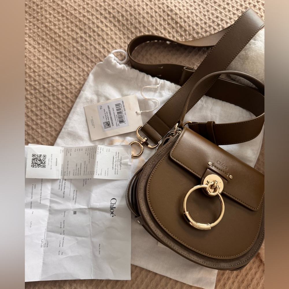 Chloé Small Tess Leather Crossbody Bag – Olive Green (New with Tags